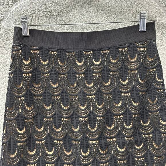 Ann Taylor Size‎ 4 Skirt Black Crochet Skirt Scalloped Bottom Zip Lined Romantic - Picture 3 of 11